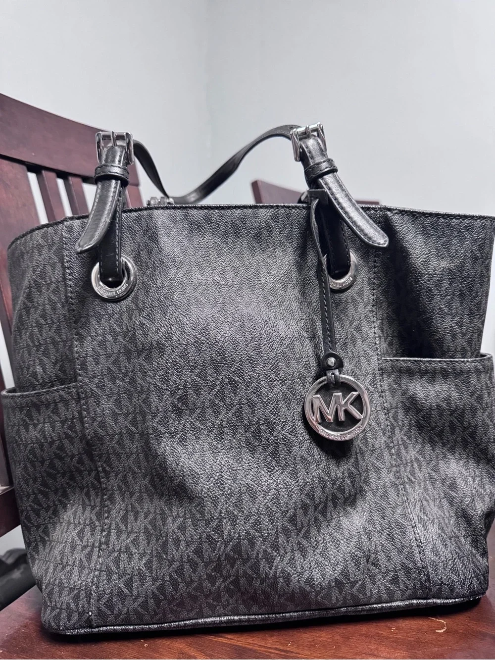 Michael Kors Jet Set EW Signature Tote Black MK Bag
